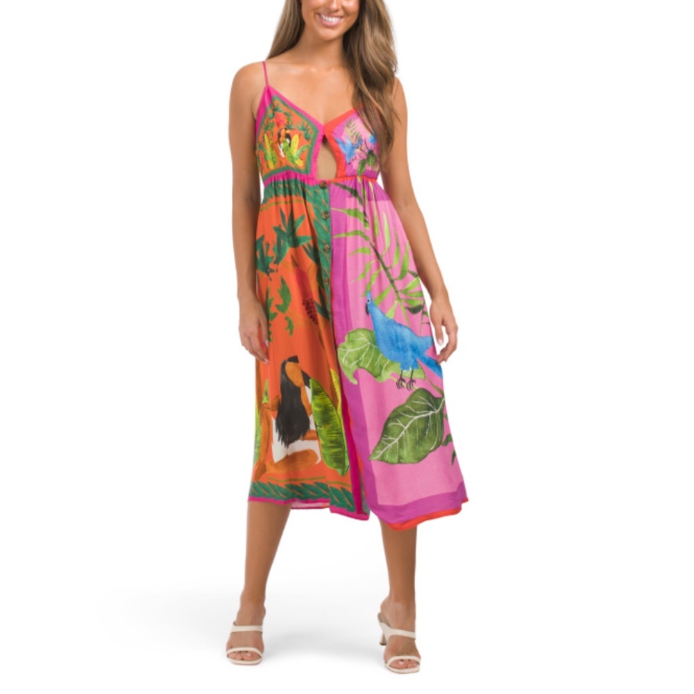 FARM RIO Double Scarfs Midi Dress